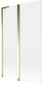 Mexen Mist L, 2-krídlová vaňová zástena 110 x 150 cm, číre sklo, zlatý lesklý profil, 8A9L-110-011-50-00