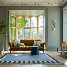 Modrý ručne tkaný vlnený koberec 160x230 cm Kai Wool Border – Flair Rugs