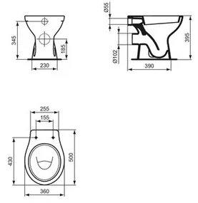 Ideal Standard Ideal Standard Eurovit - Stacionárne WC/výlevka, biela W333101