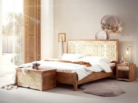 furniture-nabytek.cz - Masívna posteľ Delhi z mangového dreva, lakovaná, hnedá – 180x200 cm