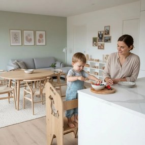Detský kuchynský pomocník – bezpečná učiaca veža s nastaviteľnou výškou medveď