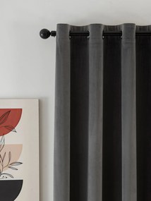 Zamatové zatemňovacie závesy Cesar tmavo sivé- 140 x 250 cm (2ks) - krúžky