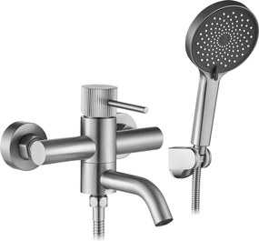 Rea Lungo, vaňová batéria s ručnou sprchovou súpravou, brúsená oceľ, REA-B8057