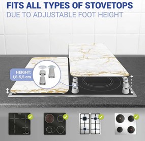 Sada 2 sklenených krytov na sporák v bielo-zlatej farbe Wenko Marble, 52 x 30 cm