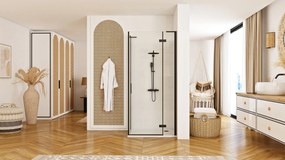 Sprchovací kút REA HUGO BLACK 80/dvere x 90/zástena cm, čierny/transparent - bez vaničky