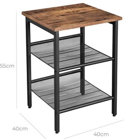 Príručný stolík VASAGLE s 2 mriežkami priemyselného vzhľadu - LET23X