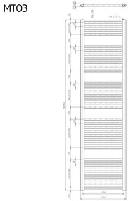 Mereo Mereo, Vykurovací rebrík, rovný, 450x1690 mm, 956 W, biely, MER-MT03