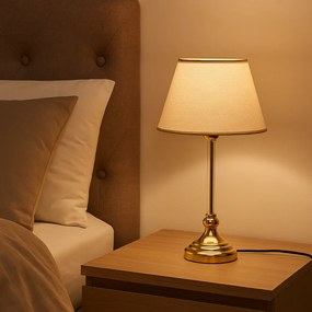 Stolní lampa Deni béžová/zlatá