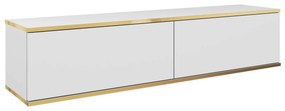 Závesný televízny stolík Oro 135 cm biely/zlatý