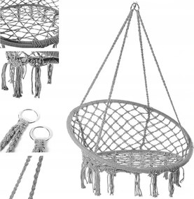 Sivé závesné kreslo KOLUMBIA s vankúšom