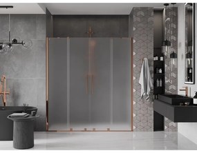 Mexen Velar Duo, posuvné sprchové dvere do otvoru 180 cm, 8mm sklo námraza, ružové zlato, 871-180-000-32-60