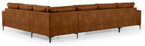 Koňakovohnedá rohová pohovka z imitácie kože (ľavý roh/do "U") Copenhagen – Scandic
