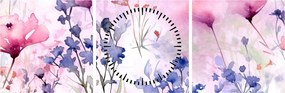 Obraz - Akvarelová lúka (s hodinami) (90x30 cm)