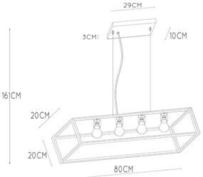 Lucide 00425/04/30 - Luster na lanku FABIAN 4xE27/40W/230V