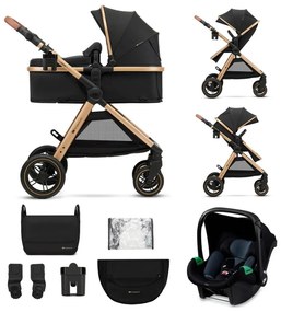 KINDERKRAFT - Kombinovaný kočík 3v1 ESME Pure black + autosedačka MINK PRO