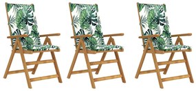 Skladacie záhradné stoličky s podložkami 3 ks akáciový masív 3064116