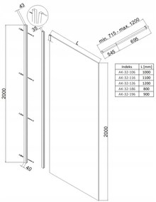 Invena Walk-In, sprchová zástena 100X200cm, 8mm číre sklo, chrómový profil, INV-AK-32-106-O