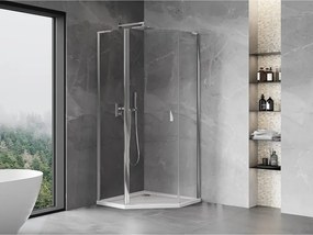 Mexen Mist L, päťuholníkový sprchový kút s krídlovými dverami, 80 x 80 cm, 8mm číre sklo, chrómový profil, 8A8L-080-080-01-00