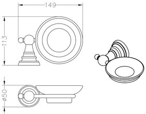 Nástenná mosadzná nádoba na mydlo Sapho Diamond