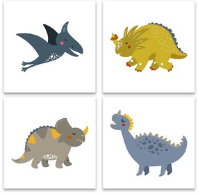 Série 4 plagátov pre chlapca 30x30 cm - Dinosaury