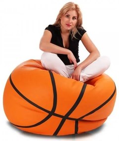 Sedací vak Basketbalová lopta ekokoža TiaHome - biela