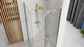 Rea - FARGO GOLD sprchový kút 80 x 100 x 195 cm, zlatý, číre sklo, REA-K4907