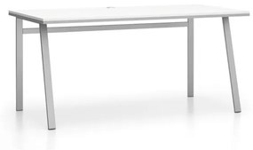 PLAN Kancelársky pracovný stôl SINGLE LAYERS bez prepážok, biela / sivá