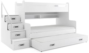Detská poschodová posteľ s prístelkou MAX 3 Farba: Biela
