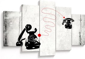 Obraz - Kresba telefónu na štýl Banksyho (150x105 cm)