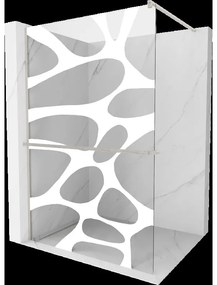 Mexen Kioto+ sprchová stena s poličkou Walk-in 130 x 200 cm, biely vzor, kartáčovaný nikel - 800-130-121-97-97