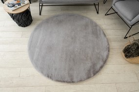 Okrúhly koberec BUNNY strieborná, imitácia králičej kožušiny Veľkosť: 120 cm - kruh