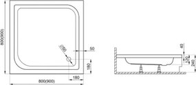 Polimat Štvorcová akrylátová sprchová vanička Tenor 1 80x80 (90x90) POLIMAT-Farba: Biela, POLIMAT-Rozmery: 80x80