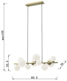 ONLI - Luster na lanku PALOMA 10xG9/10W/230V zlatá