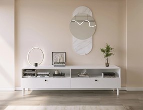 TV stolík s policou a skrinkami DULLUM 200x58cm, biely