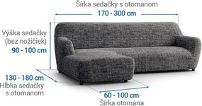Bielastické poťahy VITTORIA šedá sedačka s otomanom vľavo (š. 170 - 300 cm)