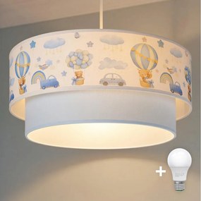 Brilagi-LED Detský luster na lanku BOBO 1xE27/60W/230V pr.40 cm krém./modrá/medvedík