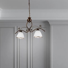 Luster na reťazi RETRO 2xE27/60W/230V medená/patina