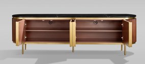 TV stolík Stilig 200 cm čierny mramor/gaštan