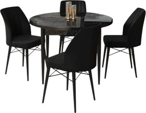 Jedálenský set Roxie (mramor čierny + čierna) (pre 4 osoby). Akcia -19%. Vlastná spoľahlivá doprava až k Vám domov. 1144548
