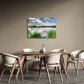 Obraz jazera s tŕstím (70x50 cm)