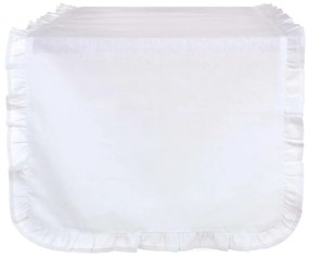 Bavlnený obrus v krásnej bielej farbe s volánikovým lemovaním a jednoduchým dekorom 45 x 140 cm Blanc Maricló 39969