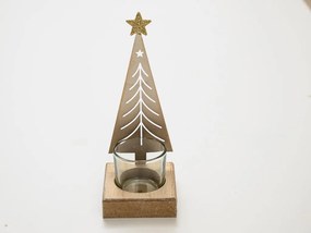Vianočný kovový svietnik CHRISTMAS TREE 18 cm zlatý