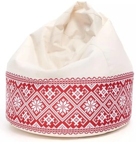 Sedací vak Viper Outdoor Folk – pohodlie s ľudovým štýlom do interiéru aj exteriéru Farba: Folk 3 - M20 krémovo-červený