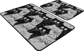 Čierne/sivé kúpeľňové predložky v súprave 2 ks 60x100 cm White Cats – Foutastic