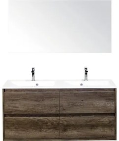 Kúpeľňová zostava Sanox Porto mramor zrkadlo 120 cm 4 zásuvky dub tmavý