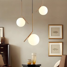 Toolight Toolight, stropná lampa sklenená guľa z bieleho zlata 1xE27, G106-1W, zlatá-biela, OSW-09731