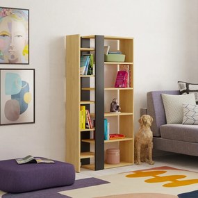 Knižnica v dekore duba v čierno-prírodnej farbe 80x152 cm Axel – Marckeric