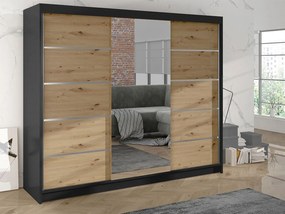 Šatníková skriňa s posuvnými dverami Geneva VI, Farby: čierny / dub artisan