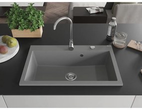 Mexen Elix, 1-korový granitový drez 800 x 500 mm, šedá, chrómový sifón, 6527801005-71