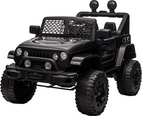 HOMCOM 12V Elektrické 4x4 Auto pre Deti s Diaľkovým Ovládaním, Svetlami a Klaksónom - 3-6 Rokov - Čierne | Aosom